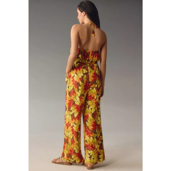 New Farm Rio x Anthropologie Fruit Print Jumpsuit $188 SMALL Yellow Bead Tassels - Picture 4 of 5